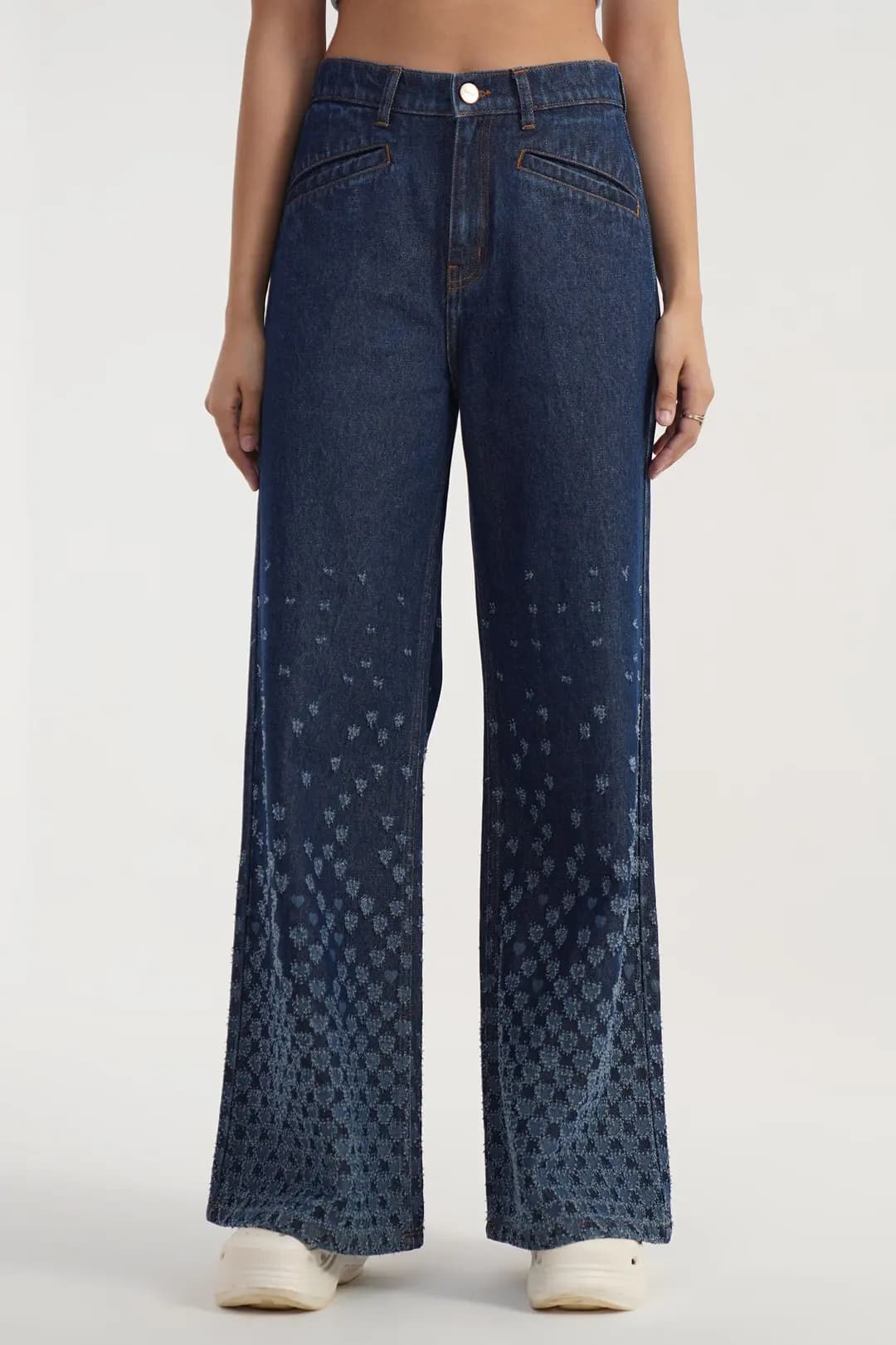 Heart Fade Flare | Laser Drilled High Rise Flared Jeans - Image 6